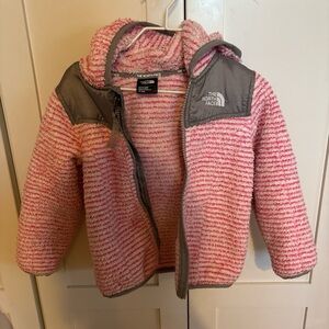 The North Face Kids' Pink Sherpa Puffer Jacket with Gray Accents